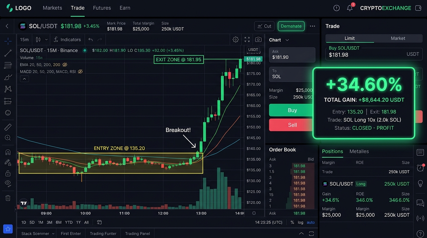 Solana SOL/USDT Verified Breakout Winning Trade Screenshot